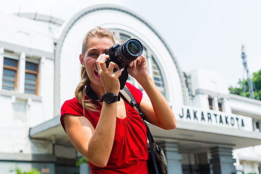 游客,拍照,雅加达,火车站