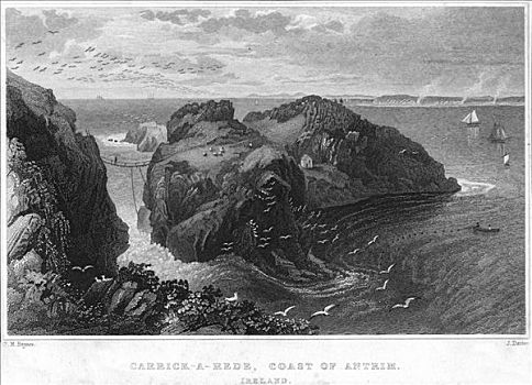 海岸,安特里姆郡,爱尔兰,19世纪