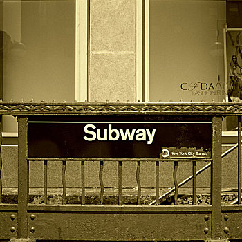美国,纽约,栏杆,标识,地铁
