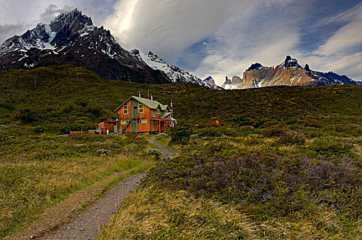 山丘,山,小屋,巴塔哥尼亚,智利,南美