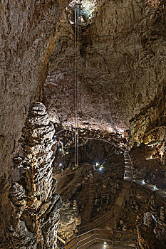 钟乳石,洞穴,展示,世界,两个,摆锤,学习,潮汐,中间,的里雅斯特,喀斯特地貌,意大利,欧洲
