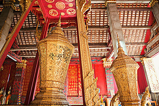老挝,琅勃拉邦,寺院,皮质带,丧葬,皇家,葬礼