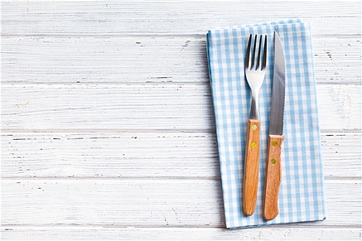 刀,叉子,方格,餐巾