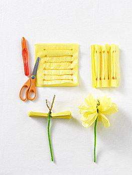 黄色,纸巾,剪刀