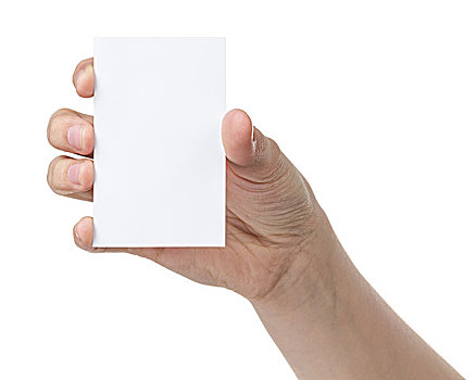 女性,青少年,握着,白纸,卡片,两个,手指,隔绝,白色背景