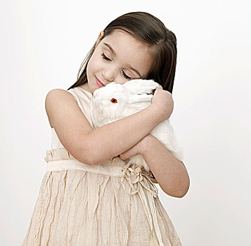 小女孩,白人,兔子