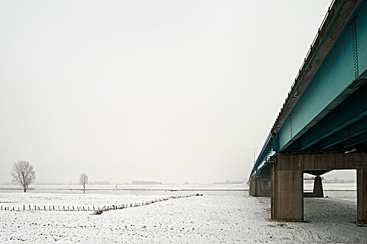 高速公路,桥,雪景