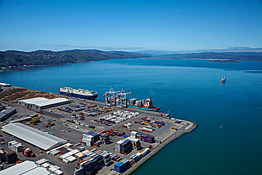 集装箱码头,惠灵顿,港口,北岛,新西兰,航拍