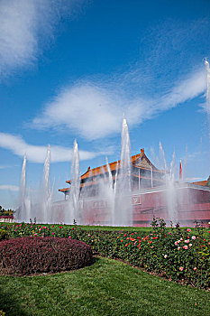 北京故宫博物院天安门前喷水池