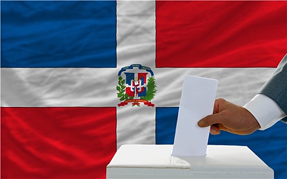 男人,投票,选举,多米尼加共和国,正面,旗帜