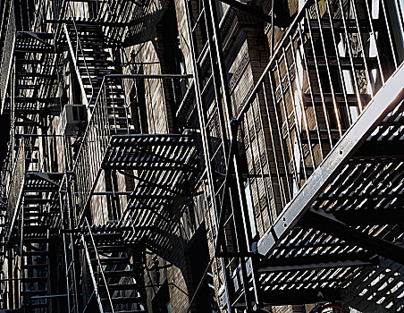 消防出口,楼梯,特色,纽约,砖砌建筑,曼哈顿,美国