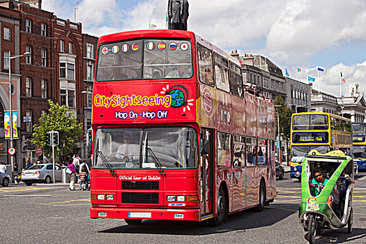 都柏林,爱尔兰,双层巴士,巴士,街道