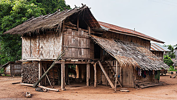 编织物,竹子,家,老挝