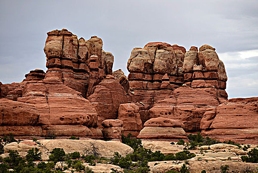 岩石构造,针,地区,峡谷地国家公园,犹他,美国