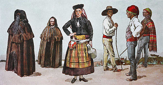 时尚,衣服,葡萄牙,19世纪,插画,意大利,欧洲