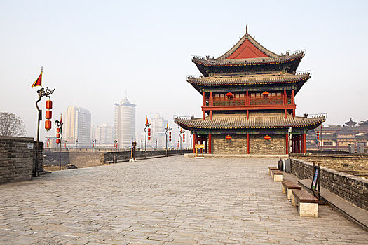 壁,城市,墻壁,西安,陜西,中國(guó)