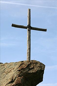 阿索斯山,十字架,石头,面对