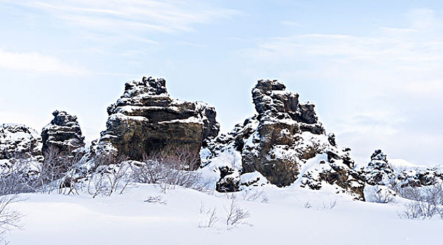 熔岩原,冬天,大雪,靠近,湖,米湖,冰岛高地,大幅,尺寸