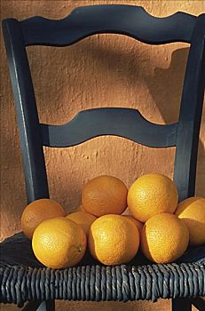 橘子,蓝色,椅子