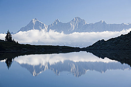 奥地利,施蒂里亚,陶安,山景,高山湖,全景,黎明