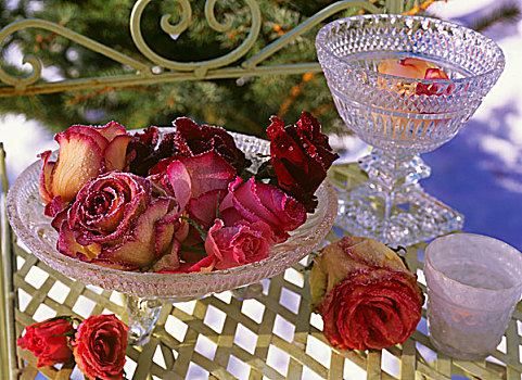 玻璃碗,玫瑰