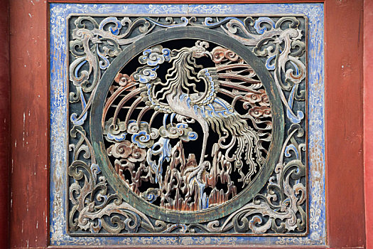 天水伏羲廟云紋團龍（團鳳）木雕