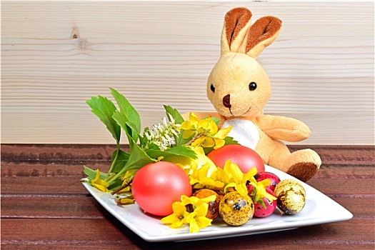 复活节彩蛋,春花,兔子,玩具