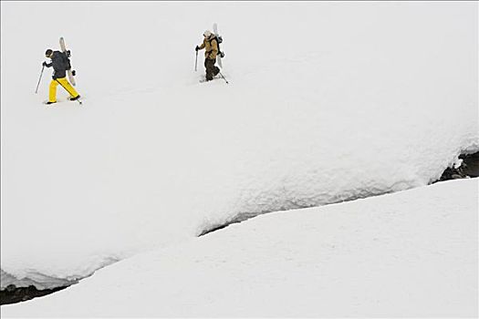 两个男人,滑雪