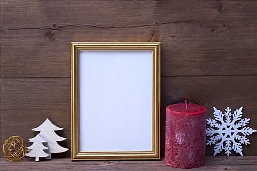 框,蜡烛,圣诞装饰,留白