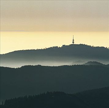 日落,黑森林,巴登符腾堡,德国