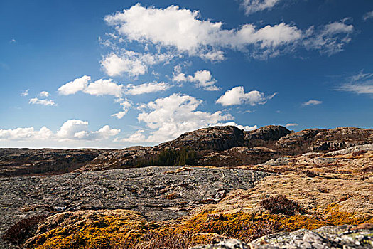 挪威,山景,蓝色,阴天