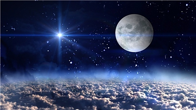 月亮,星球,蓝色,星星