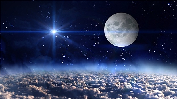 月亮,星球,藍色,星星