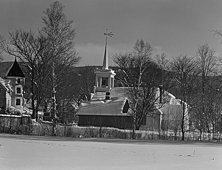 冬景,教堂,背景