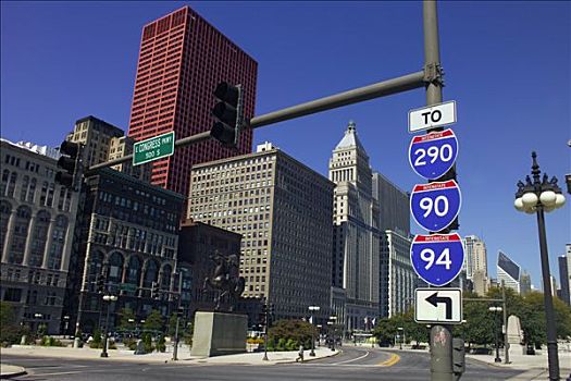 伊利诺斯,芝加哥,密歇根大道,建筑,路线