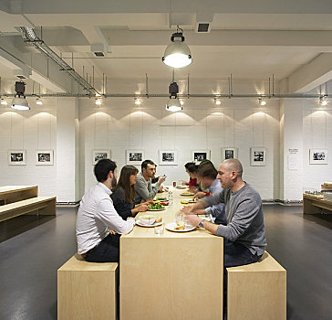 伦敦,办公室,英国,2009年,内景,展示,人,吃饭,计划,画廊,区域
