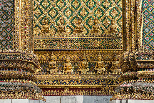 壁饰,镀金,皇家,万神殿,玉佛寺,曼谷,泰国,亚洲