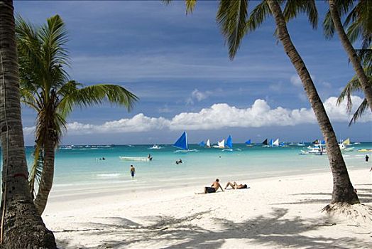 白色,海滩,长滩岛,菲律宾