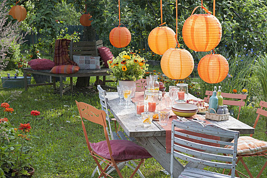 花园派对,橙色,灯笼,装饰