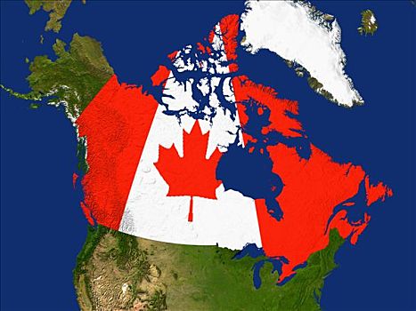 卫星图,加拿大,旗帜,遮盖