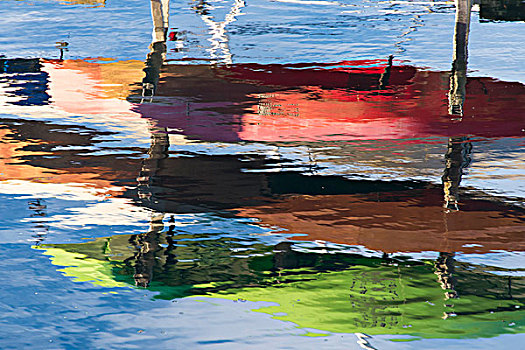 彩色,皮划艇,反射,波纹,水