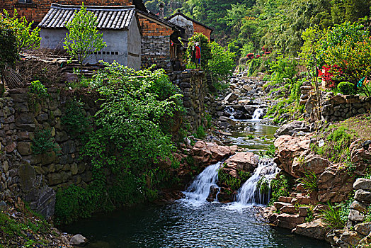 溪流,小溪,老房子