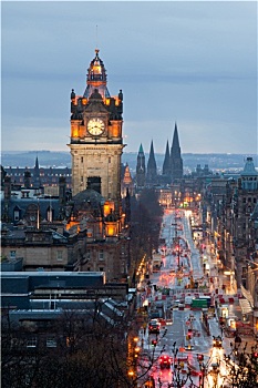 爱丁堡,钟楼,苏格兰,黃昏