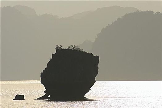 岩石构造,水中,下龙湾,越南
