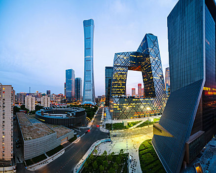 北京夏季夜晚中央电视台全景