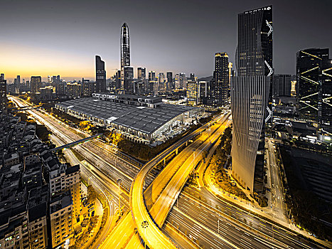 中国广东深圳福田中心区都市夜景