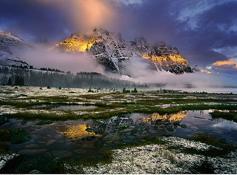 日出,山谷,碧玉国家公园,艾伯塔省,加拿大