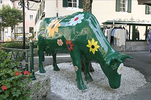 雕塑,母牛,萨尔茨堡,奥地利