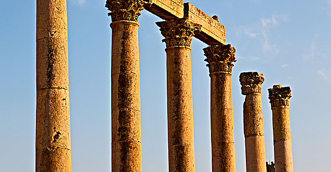 杰拉什,约旦,老式,柱子,遗迹,古典,文化遗产,旅游