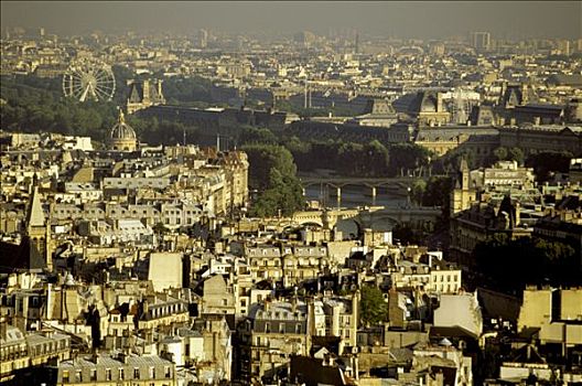 法国,巴黎,全视图,圣日耳曼,塞纳河,卢浮宫